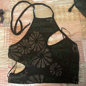Sparkly flower crop top